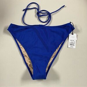 Shade & Shore Royal Blue Ribbed High-Cut Bikini Bottom